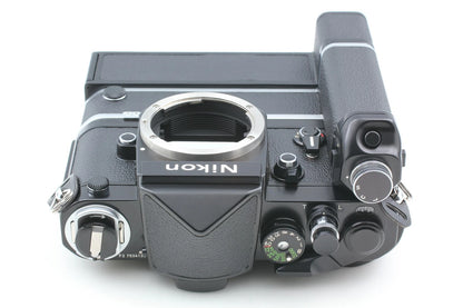 Nikon F2 Eye Level Black SLR with Motor Drive MD-2 MB-1 MF-3 — Top Mint