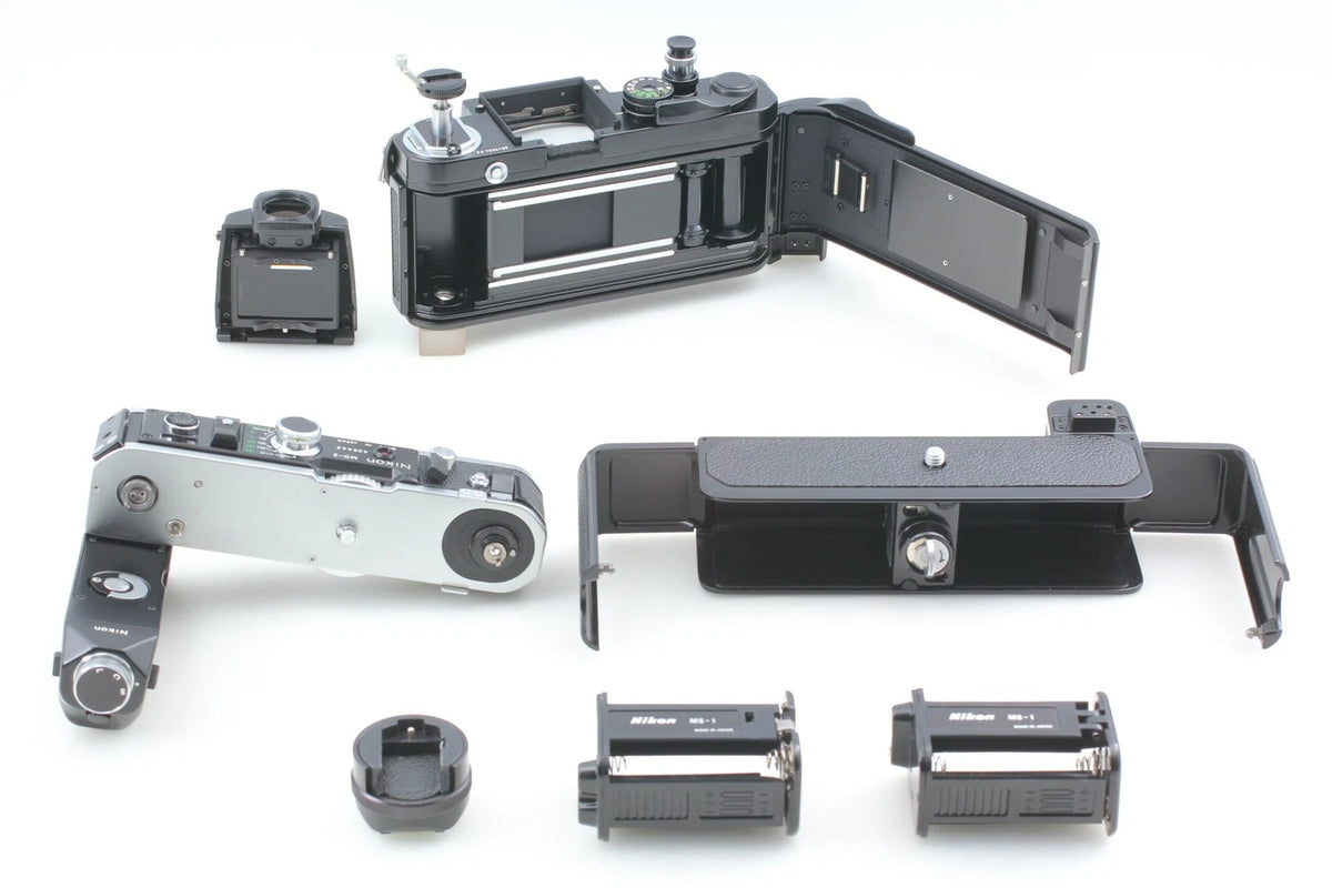 Nikon F2 Eye Level Black SLR with Motor Drive MD-2 MB-1 MF-3 — Top Mint