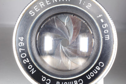 13 blades Canon Serenar 5cm f2 Collapsible Lens LTM L39 — Near Mint