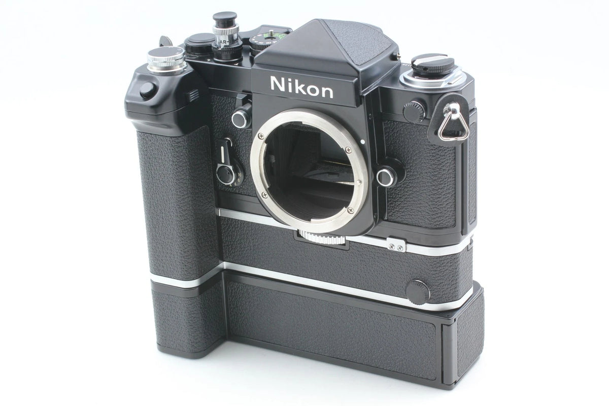 Nikon F2 Eye Level Black SLR with Motor Drive MD-2 MB-1 MF-3 — Top Mint