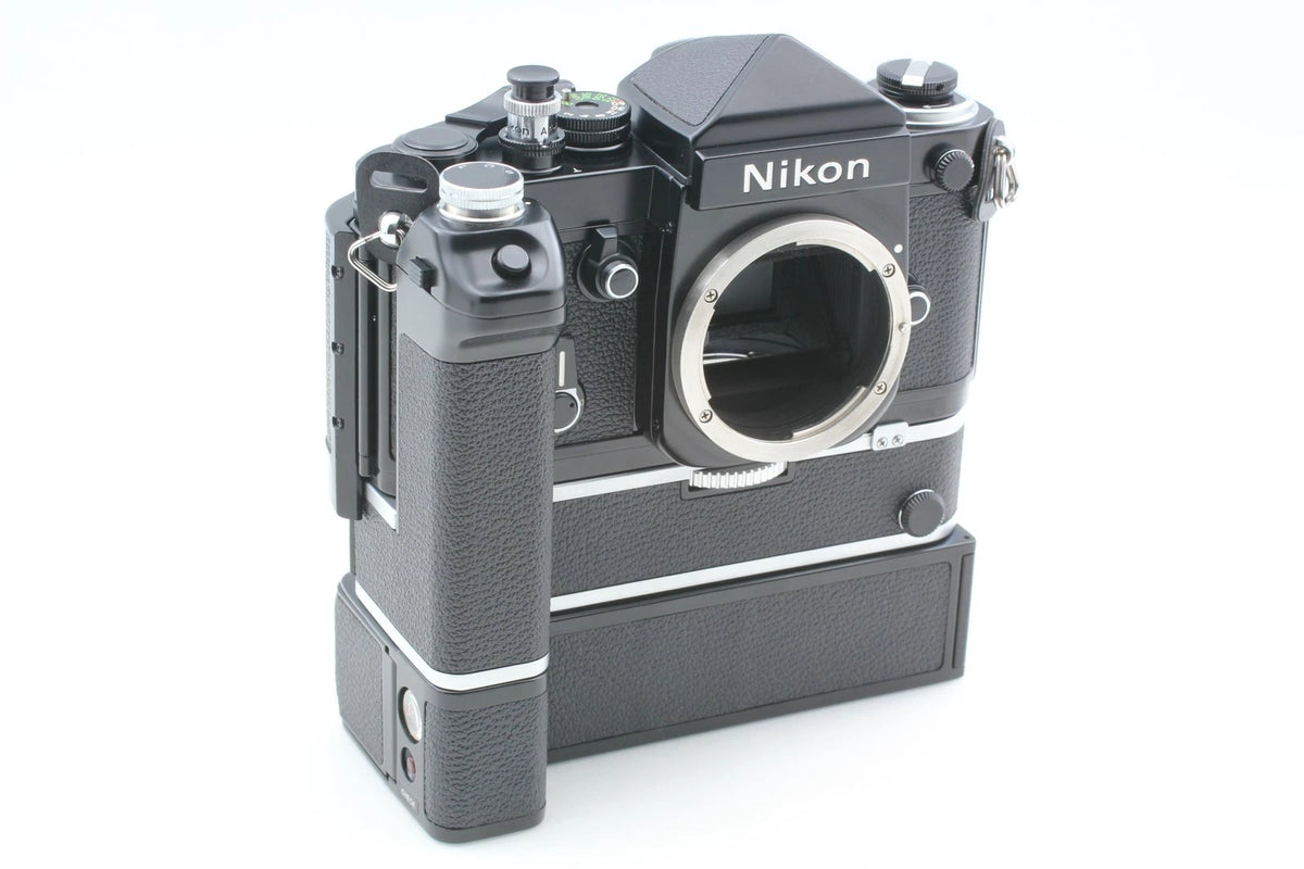 Nikon F2 Eye Level Black SLR with Motor Drive MD-2 MB-1 MF-3 — Top Mint