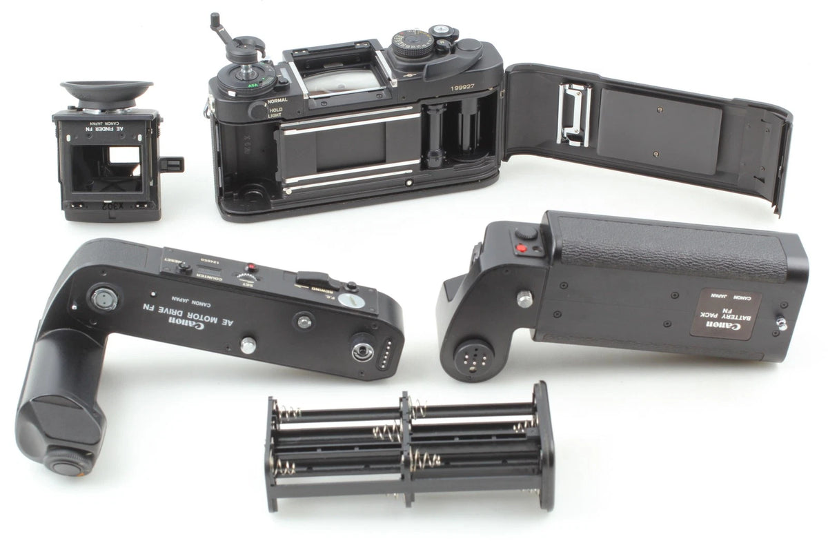 Canon New F-1 AE Finder w/Motor Drive FN 35mm Film Camera — Near Mint